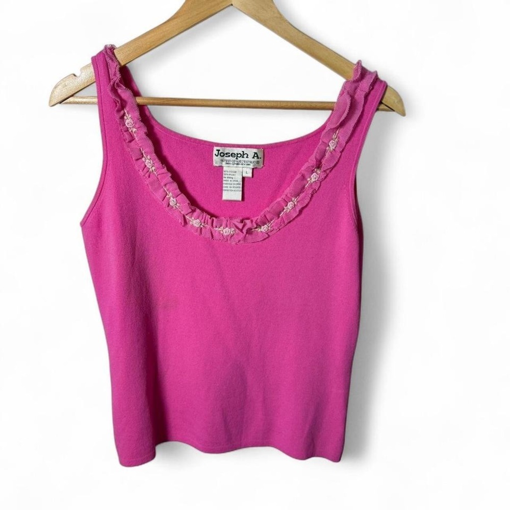Cottagecore Pink Tank Top with Ruffles Size Large